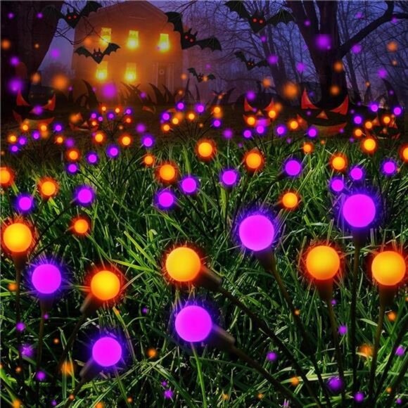 Halloween Decorations Outdoor, 6 Pack Solar Firefly Lights Outdoor, 48 Led - Picture 1 of 7